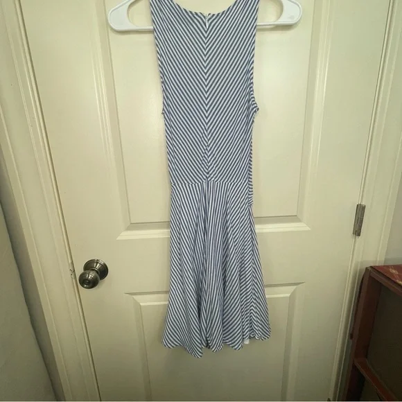 Lulu’s Teague Blue And White Striped Tie Front Dress - Picture 8 of 17